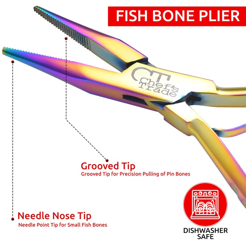 CHEF'S TRADE Fish Bone Pliers/Tweezers Stainless Steel Washable (plasma) - Image 4